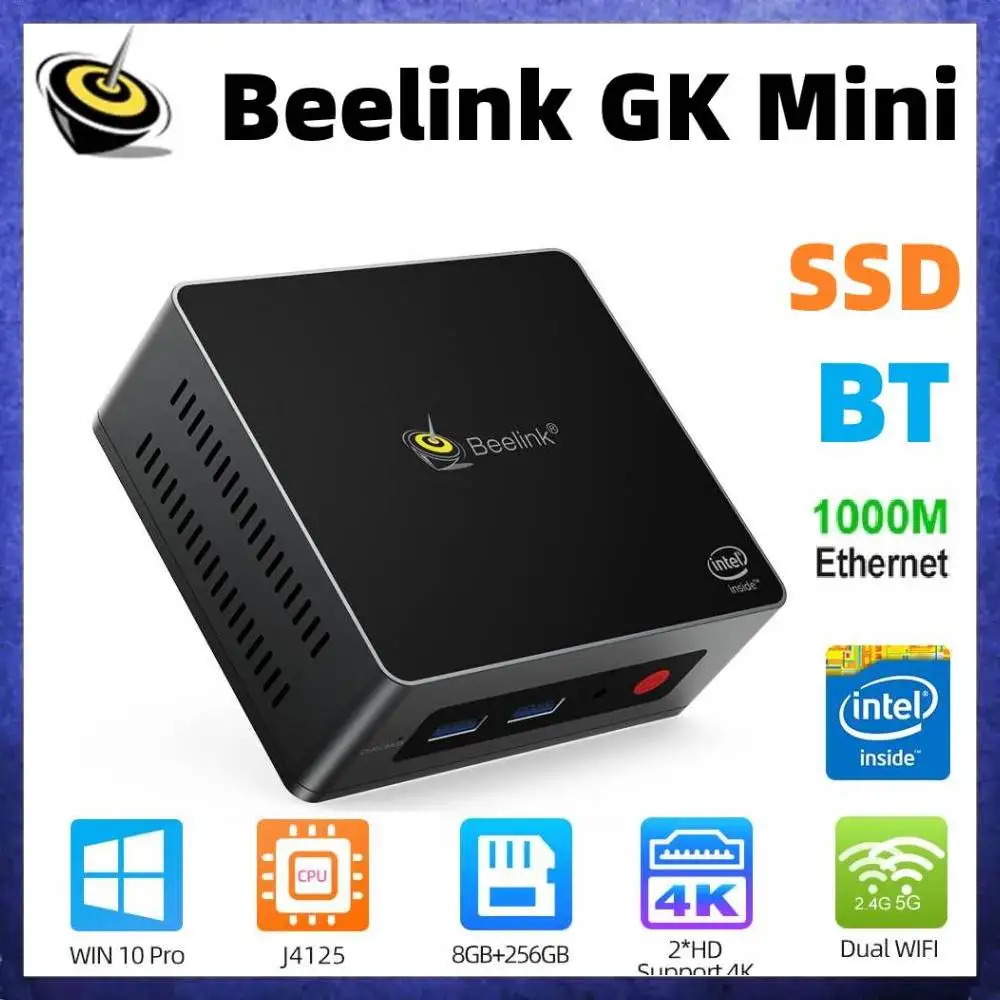 

Beelink GK Mini Windows 10 MINI PC Intel Gemini Lake J4125 DDR4 8GB 128/256GB 2.4/5.8G Dual WiFi BT4.0 4K Computer Gaming PC