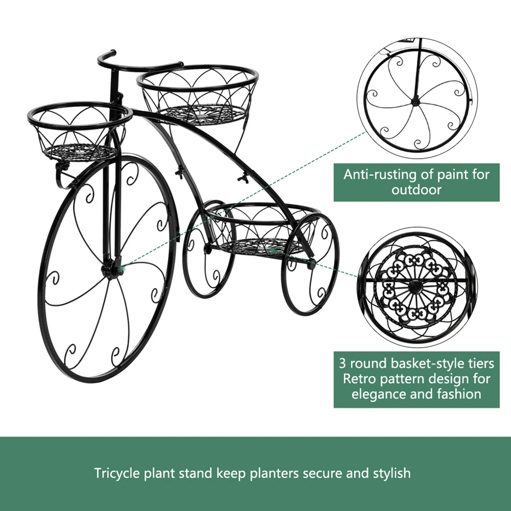 

Artisasset Paint Bicycle Shape 3 Plant Stand Black Display Shelf Holder Home Indoor Outdoors Office Decor Garden Balcony