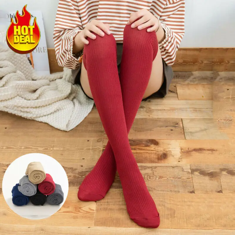 Hot Women winter Cable Knit Long Solid Stockings Over Knee Thigh High School Girl Stocking Chaussettes femme | Женская одежда