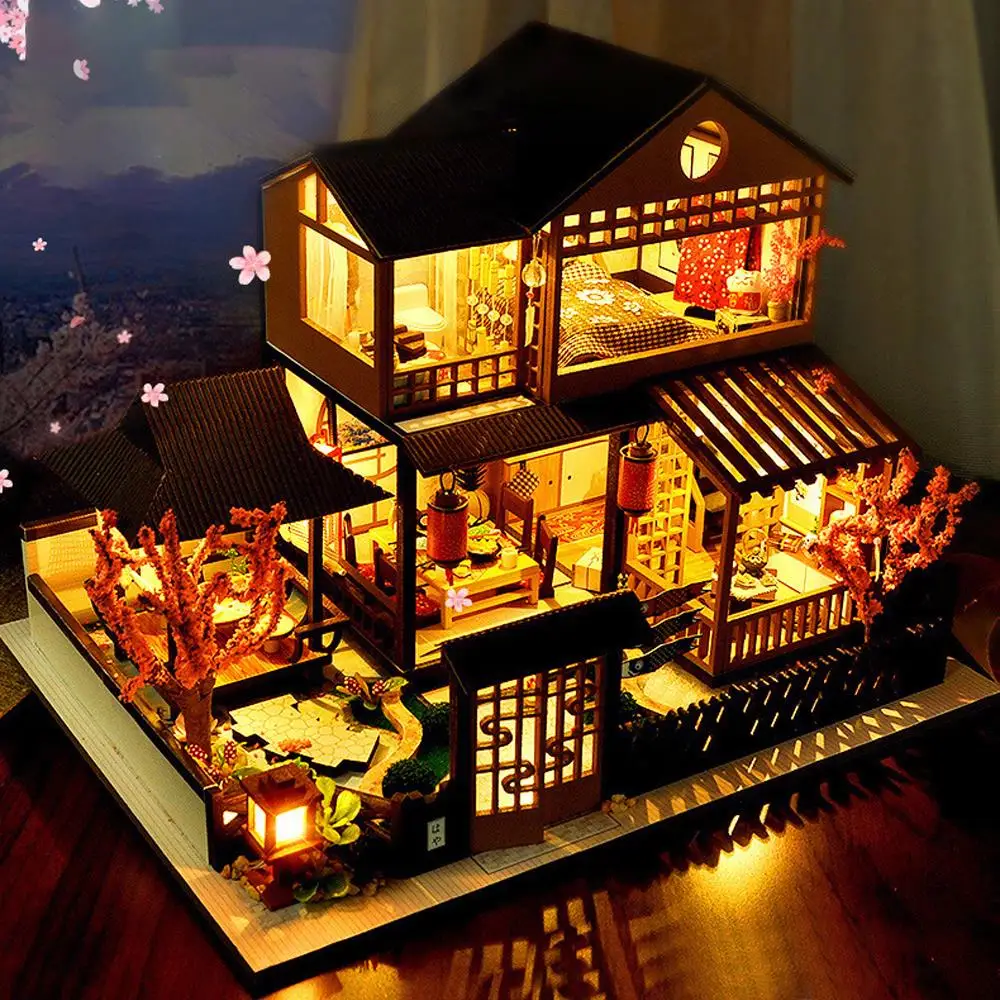 

with LED Mini Doll House DIY House Handicrafts Novelty DIY Crystal Ball Lovely Decoration Miniature Furniture Gift Educational