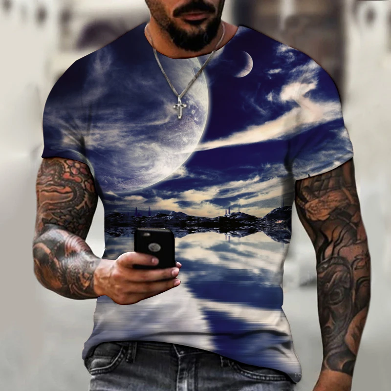 Летняя футболка унисекс с 3D принтом художественное воображение цветное звездное