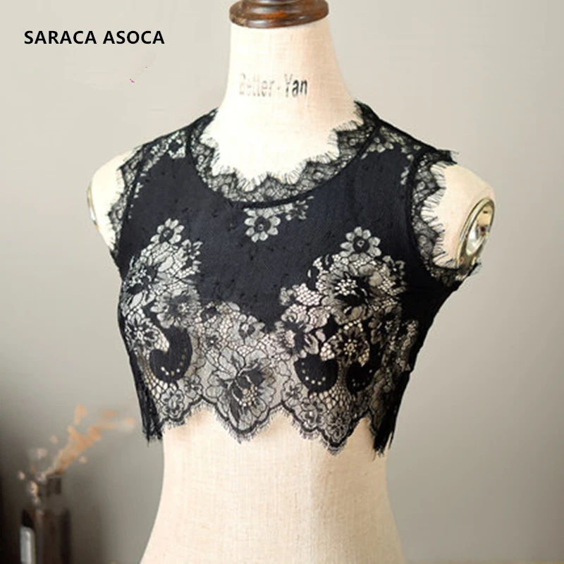 

Fashion Lace Black White Standing Detachable Collars Women All Match Lace Sweater Faek Collar Lady A555