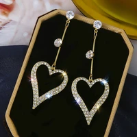 new fashion crystal rhinestone hollow five pointed star hanging earrings ladies heart moon star tassel pendant earring jewelry