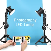 photography 12w led lamp light bulb handle table lighting box with 2pcs 37cm light tripod stand for photo studio portrait phone