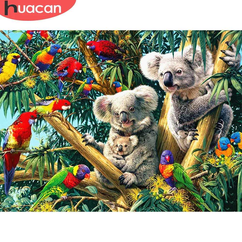 

HUACAN Full Square Diamond Painting Koala Animal Home Decoration Round Embroidery Picture Handcraft Mosaic Art Kit