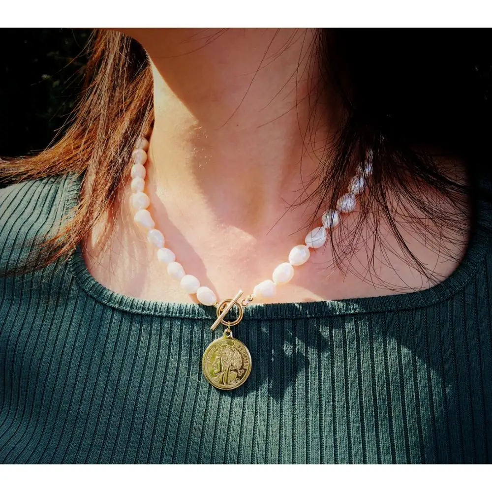 Lii Ji ожерелье с жемчугом в стиле барокко золотого цвета модное Стильное чокер