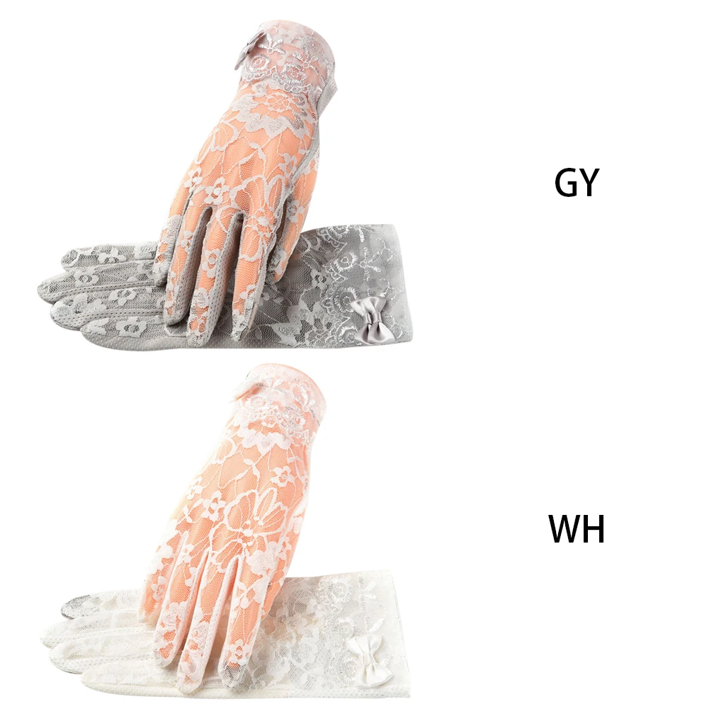 

Fashion Elegance Lace Touch Screen Gloves Summer Sun Protection UV Ladies Thin Models Driving Non-slip Visor Gloves