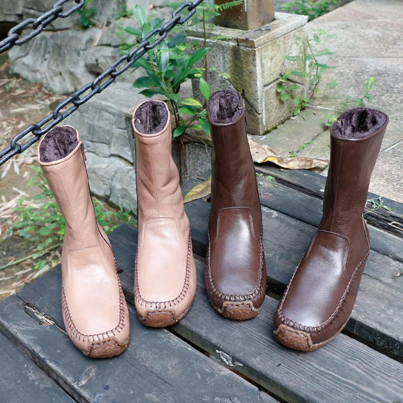 

original autumn winter New handmade women's shoes leather cashmere boots sheepskin boots factory hair