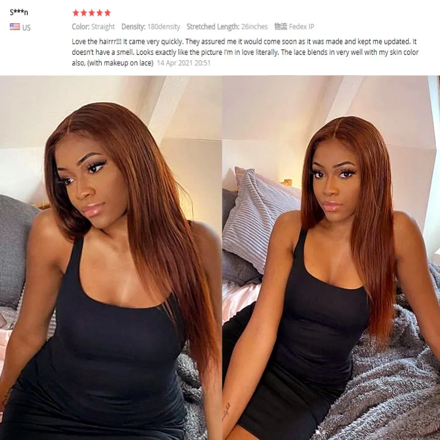 

13x4 Lace Front Human Hair Wigs Straight Brown Color Brazilian Wavy PrePlucked Glueless Remy Hair For Black Women Bleached Knots