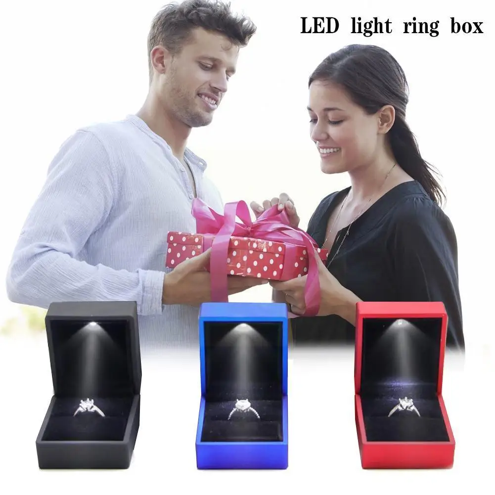 

Led Lighted Earring Ring Gift Box Wedding Ring Box Necklace Box Decoration Cases Display Birthday Pendant Storage Jewelry G Z6x2