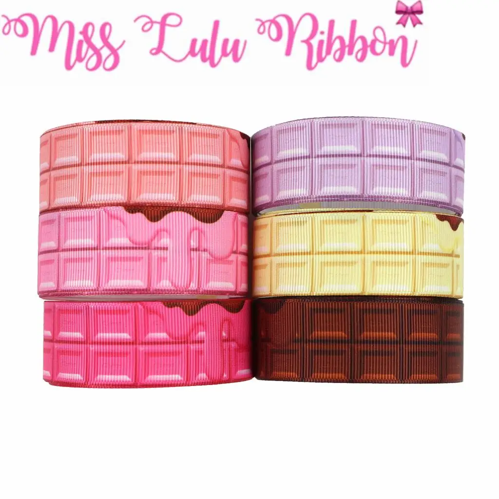 

16mm-75mm Sweet Chocolate Macaron Color Printed Grosgrain/Foe Ribbon DIY Hair Bowknots Wedding Party Decor 50yards/roll