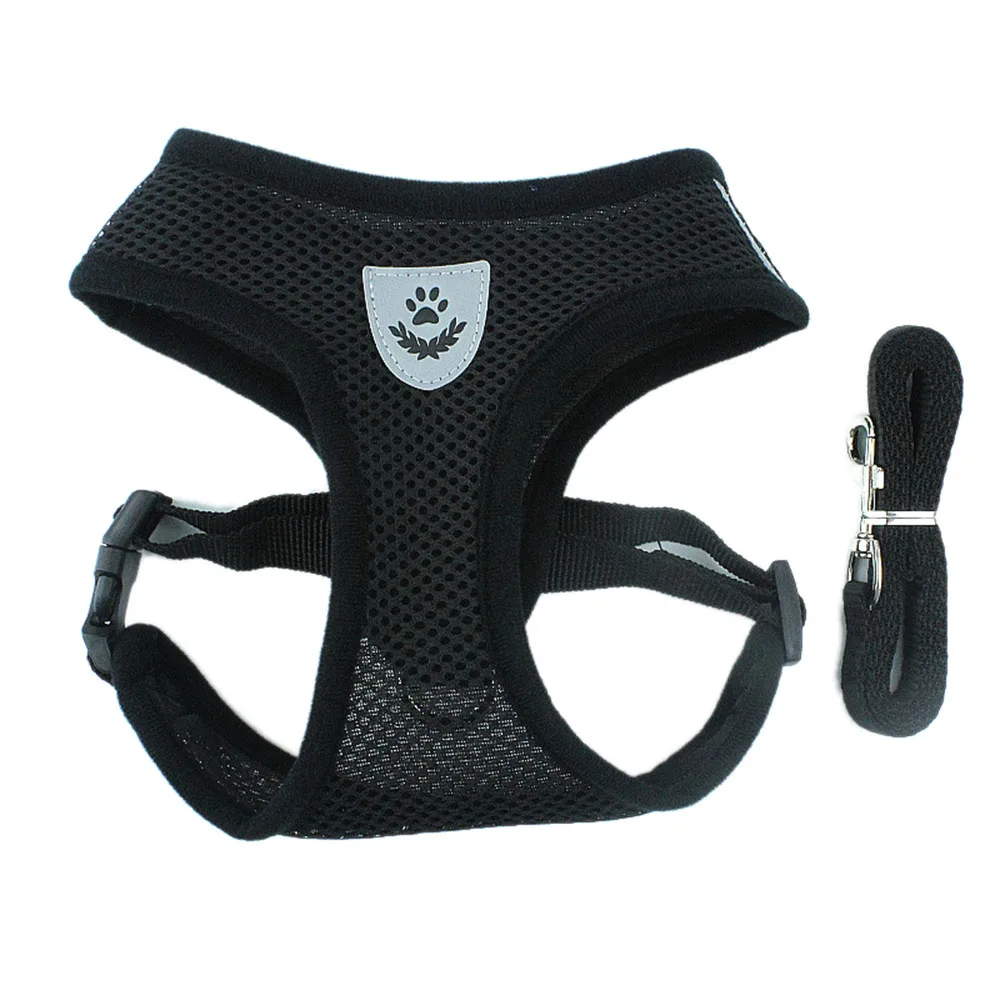 Шлейка и поводок для собак кошек Мягкая сетчатая мягкая жилетка со