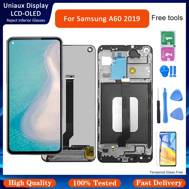 

ЖК-дисплей 6,3 дюйма для SAMSUNG Galaxy A60 2019 A606 A606F/DS, сенсорный экран с цифровым преобразователем в сборе для SAMSUNG A606F, экран