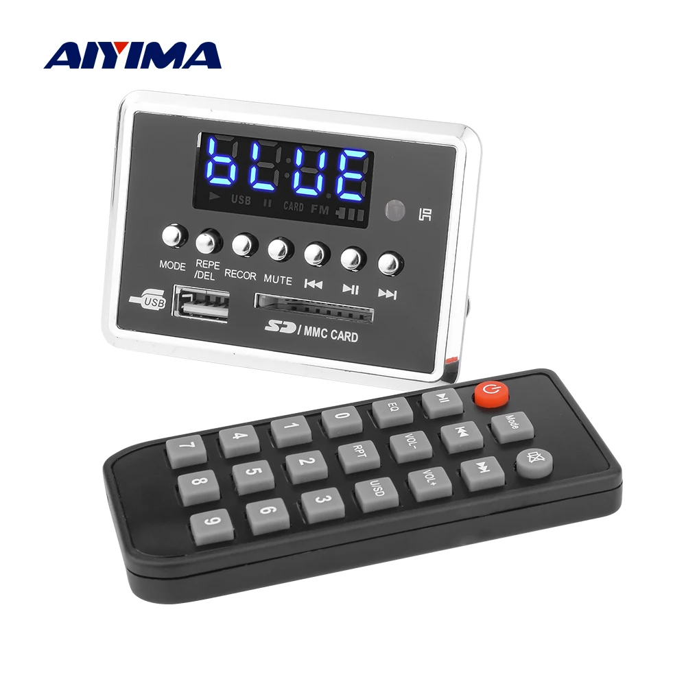 AIYIMA Bluetooth 5.0 MP3 Decoder Board AUX FM Radio Recording Audio Music Decoding Module DIY Sound Speaker Home Amplifier