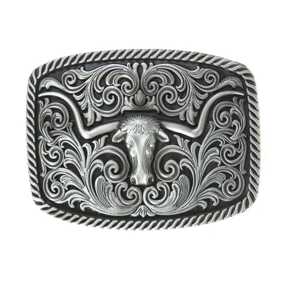 

Western Cowboy Zinc Alloy River Rock Cascade Long Horn Bull Buckle