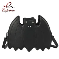 gothic black bat vegan shoulder bag fashion cartoon purses and handbags for women novelty crossbody bag girls clutch bag leather