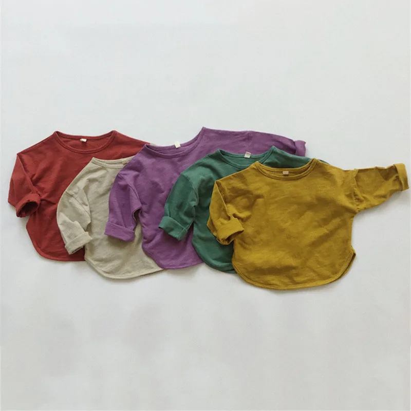 Детская одежда футболка для маленьких девочек и мальчиков топы с длинными