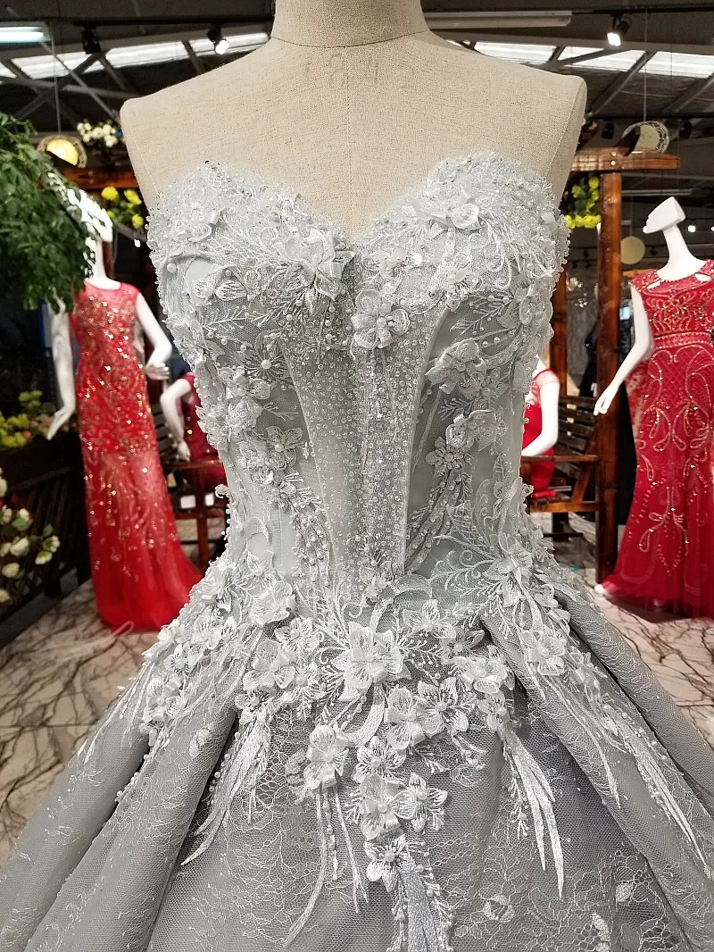 

BGW HT33021 Sexy Grey Evening Dress Sweetheart Sleeveless Lace Up Back Beautiful Party Dress Low Price High Quality