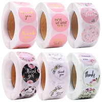 500pcs 1inch thank you stickers heart floral seal labels paper stickers for wedding party gift envelope decorations stickers