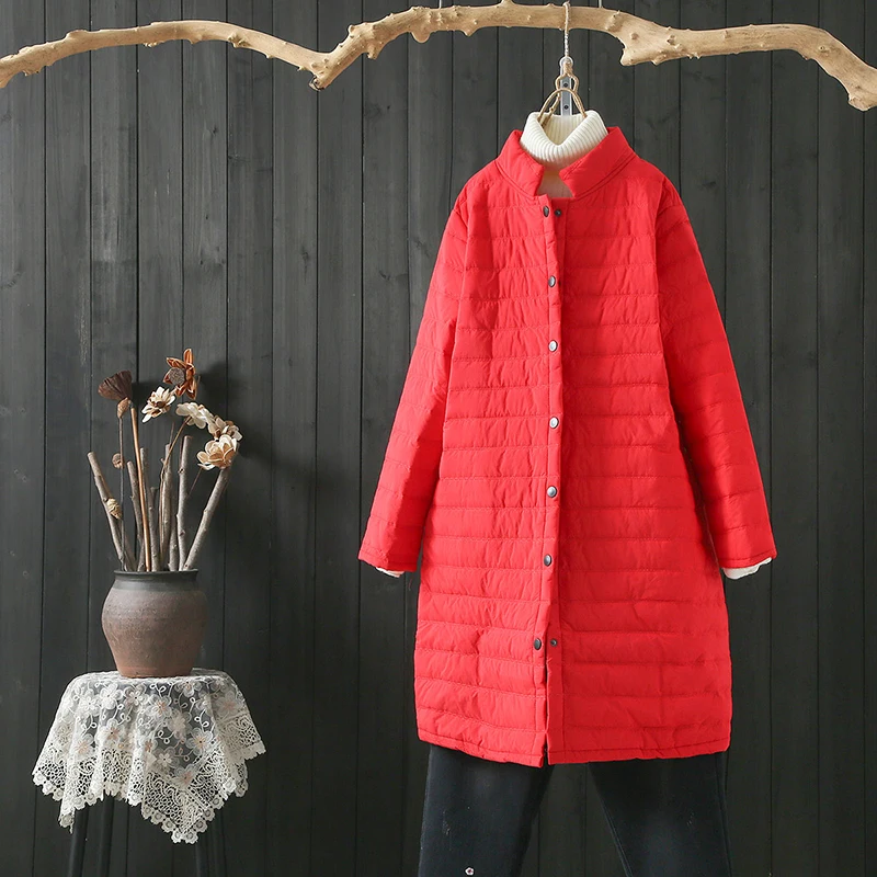 Large size 4XL women's Korean style thin straight cotton jacket 2021 spring autumn new single-breasted mid-length cotton coat 71