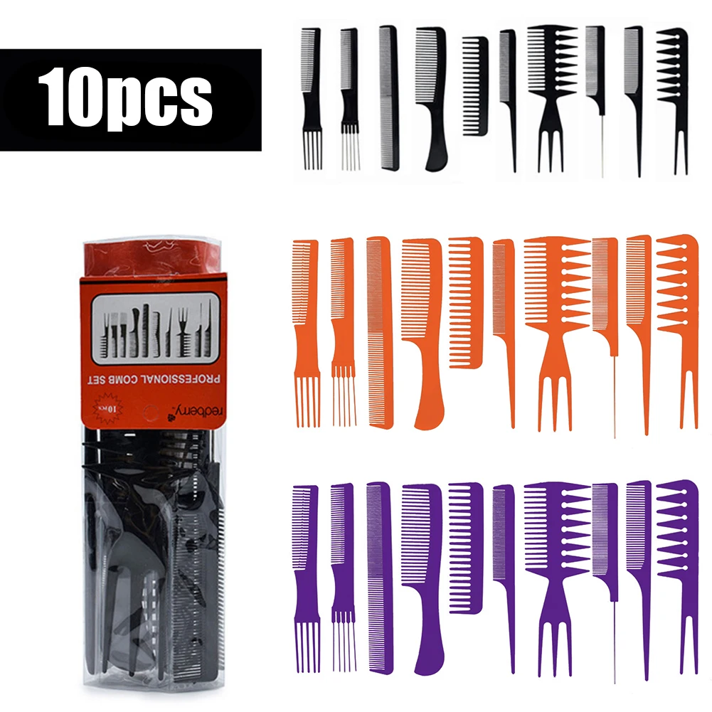 

10pcs Stainless Steel Hairdressing Comb Ultra Thin Anti Static Flat Head Brush Straightener Hairdressers Comb Styling Tool