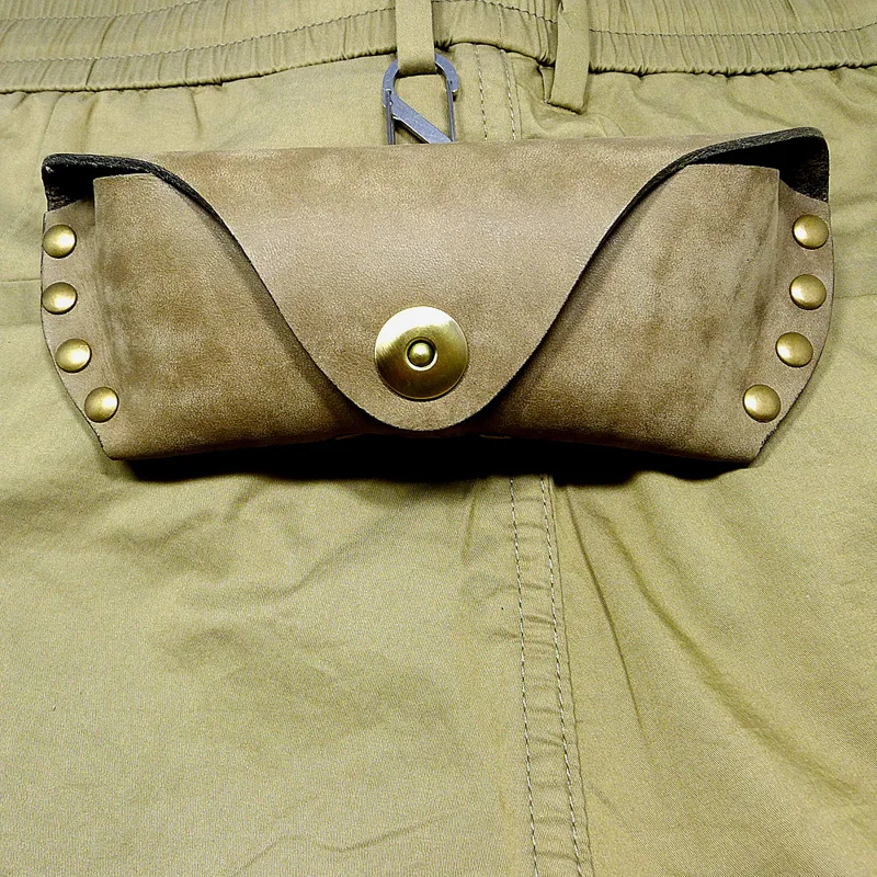 

Blongk Genuine Leather Glasses Case On Belt Portable Glasses Box Small Belt Bag Mini Waist Pack Men Women MWHD-YJ