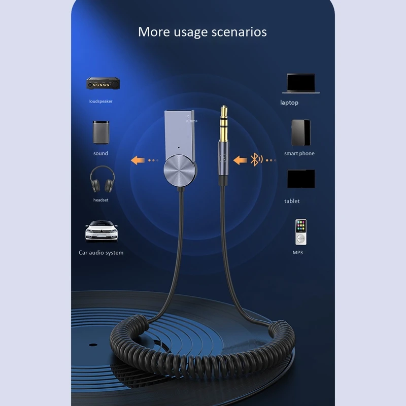 Kuulaa Bluetooth-приемник USB Aux для автомобиля многофункциональный 5 0 штекер и