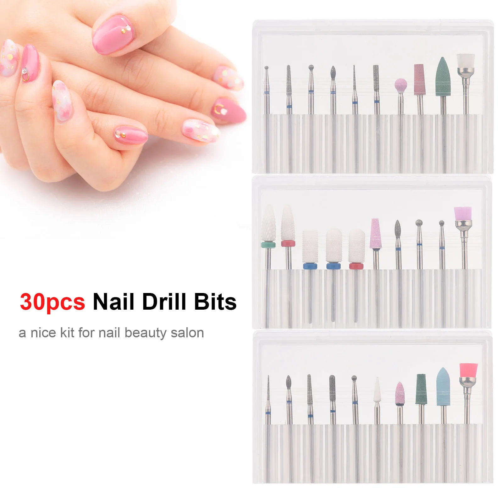 

30pcs Nail Drill Bits Tungsten Steel Drill Bits Mini Nail Polish Removal Manicure Electric Nail Drill Replacement Drill Bit Set