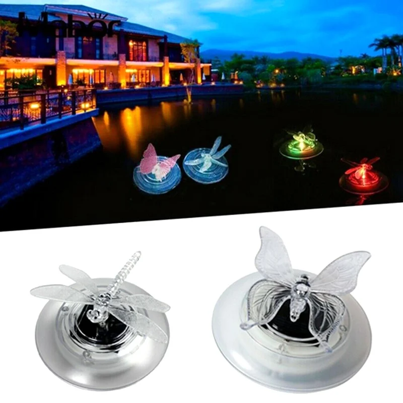 New Solar LED Float Lamp RGB Color Change Butterfly Dragonfly Outdoor Pond Water Light LMH66 | Спорт и развлечения