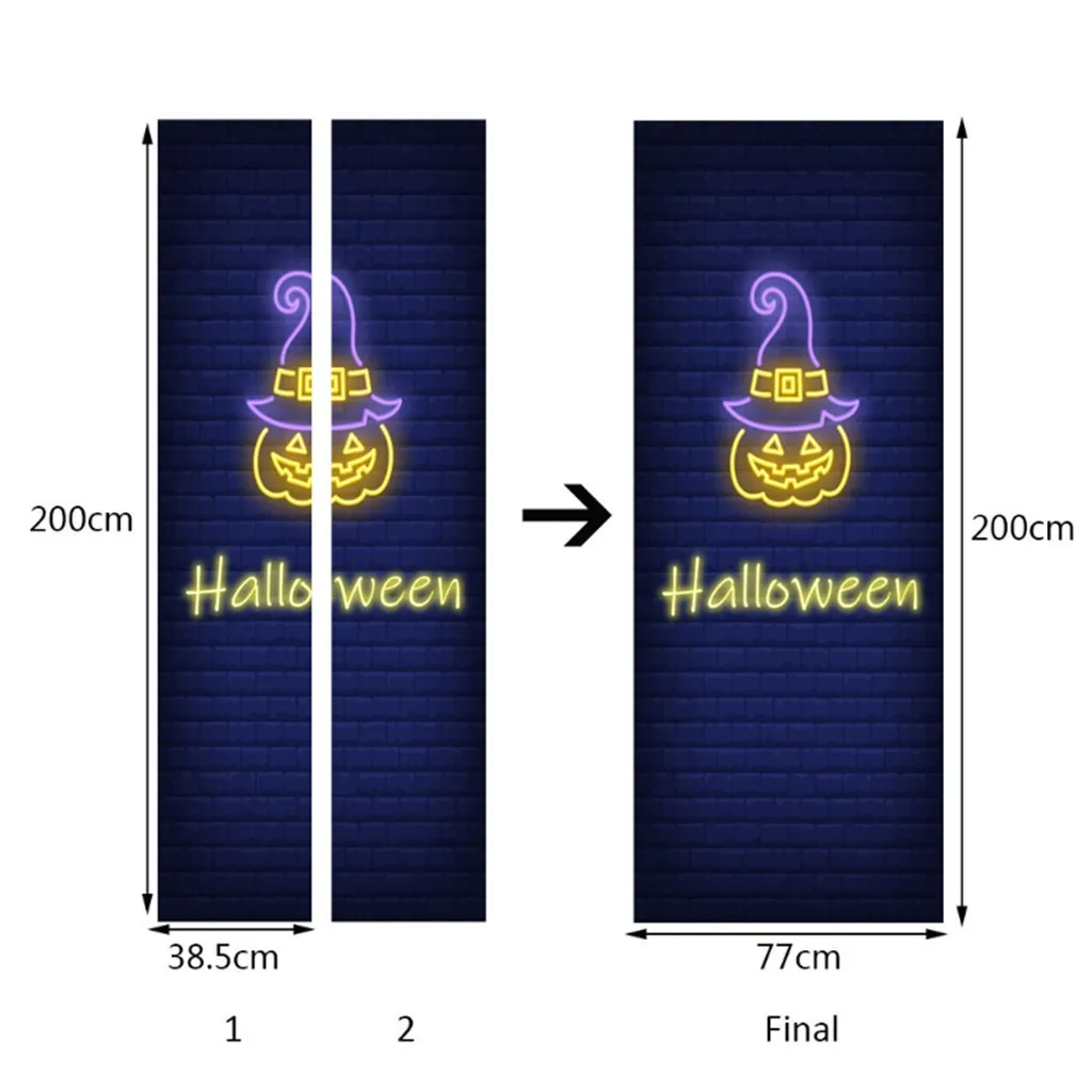Наклейка на дверь Хэллоуин 2 шт. с рисунком тыквы фотография фотоплитка для
