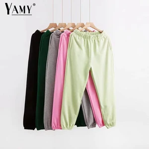 Черные повседневные спортивные штаны для женщин, с высокой талией, с карманами, женские штаны карго