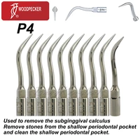 10pcs woodpecker original dental ultrasonic scaler tips periodontics subgingival calculus scaling p4 fit ems uds
