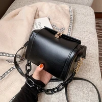 Fashion Designer Crossbody Bags for Women Thick Chain Box Handbags PU Leather Small Shoulder Bag Branded Hand Bags Women 2021