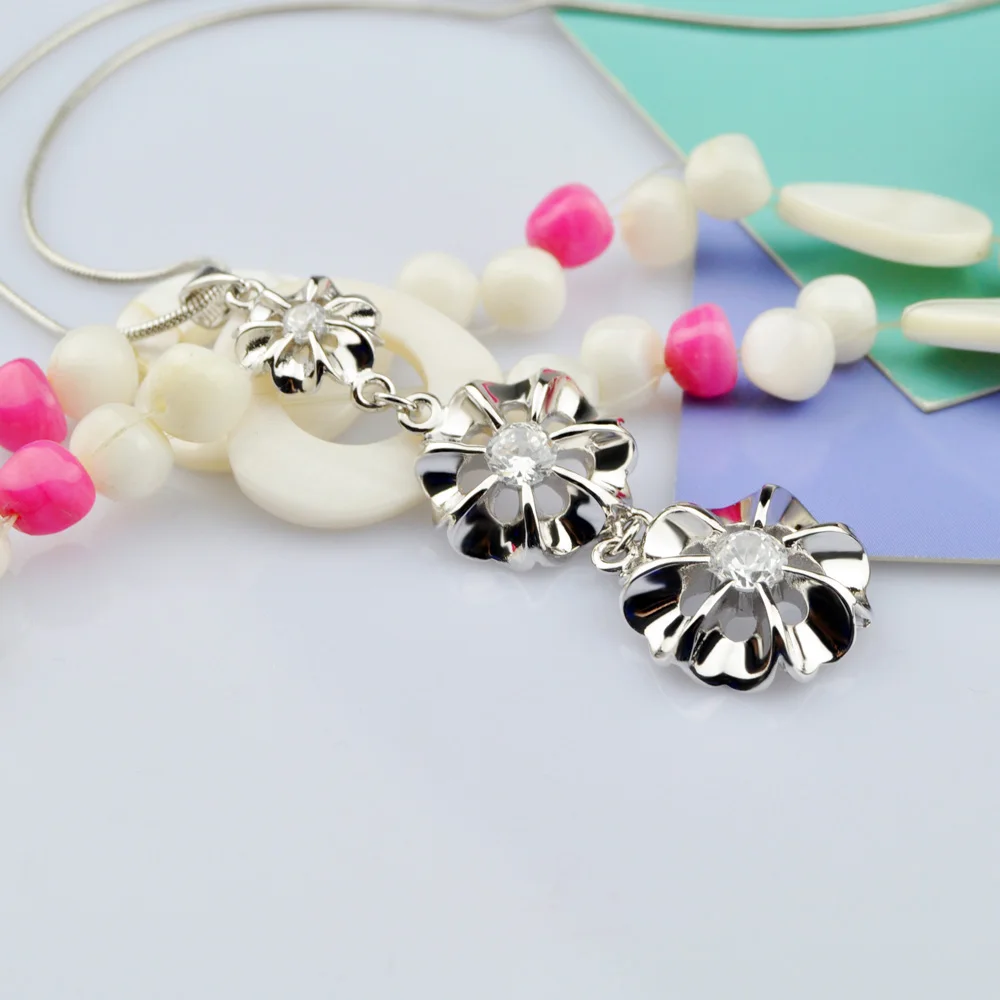 

hot sell Real 925 Sterling Silver Zircon Flower necklaces for women Silver Chain necklace jewelry Charm Lady Necklace