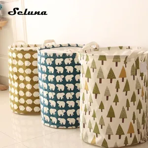 INS складной мешок для белья из хлопка и льна, водонепроницаемая холщовая корзина на шнурке для белья, корзина для хранения игрушек с крышкой, органайзер для одежды