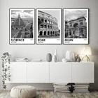 Набор из 3 предметов для путешествий с изображением итальянского города Флоренция Рим и Милан черно-белый