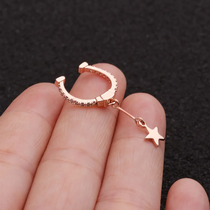 Новое поступление 1 шт. полуобруч с кулоном в виде звезды Кафф для ушей без