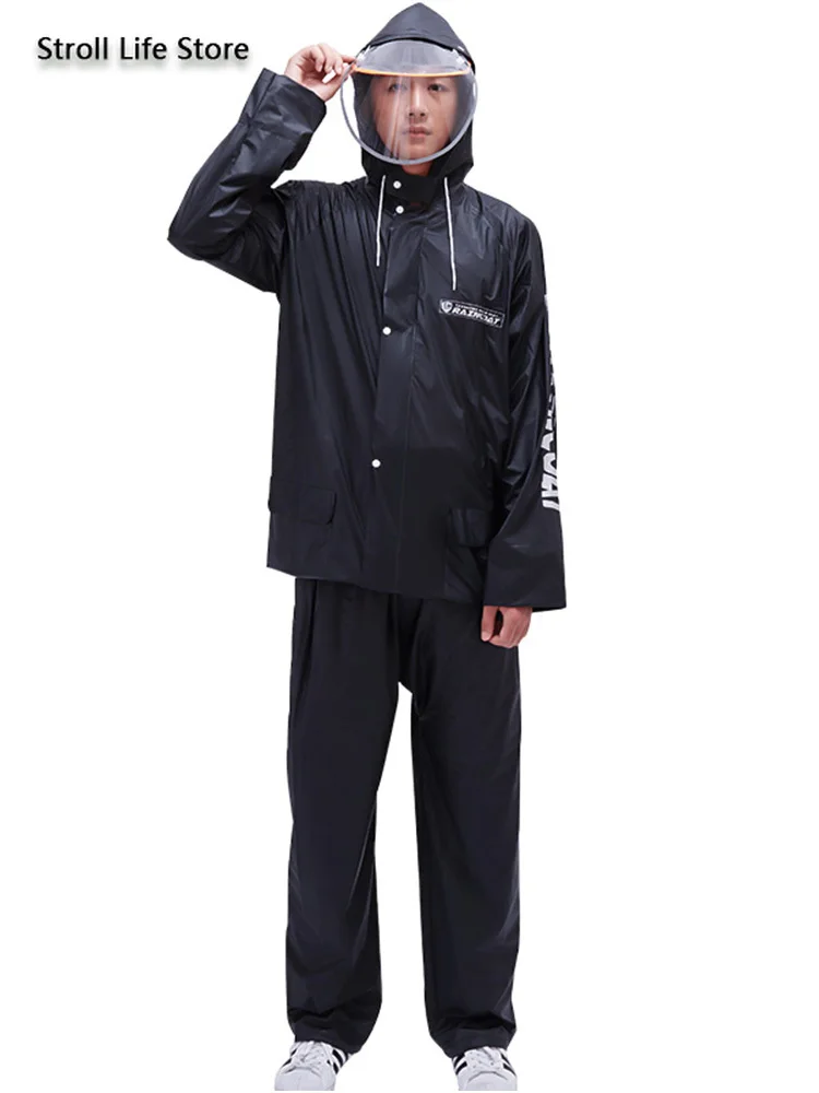 Прозрачный дождевик Мужские штаны непромокаемое пончо желтый утолщенный