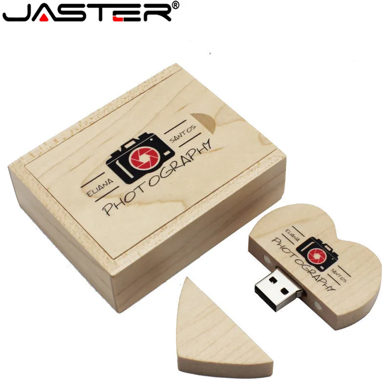 Usb флеш накопители JASTER с деревянным сердечком + Подарочная коробка usb U disk Pendrive 4 ГБ