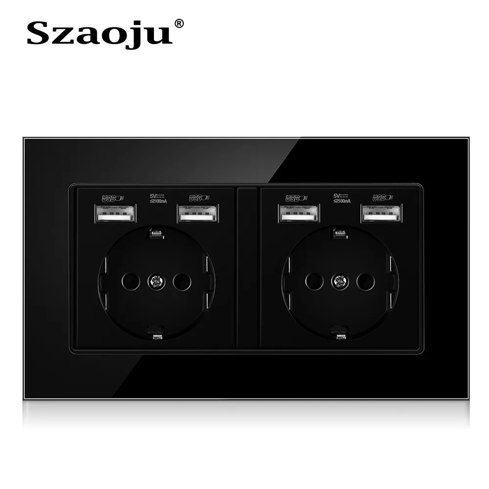Немецкая стандартная розетка Szaoju с USB светодиодсветодиодный панель из