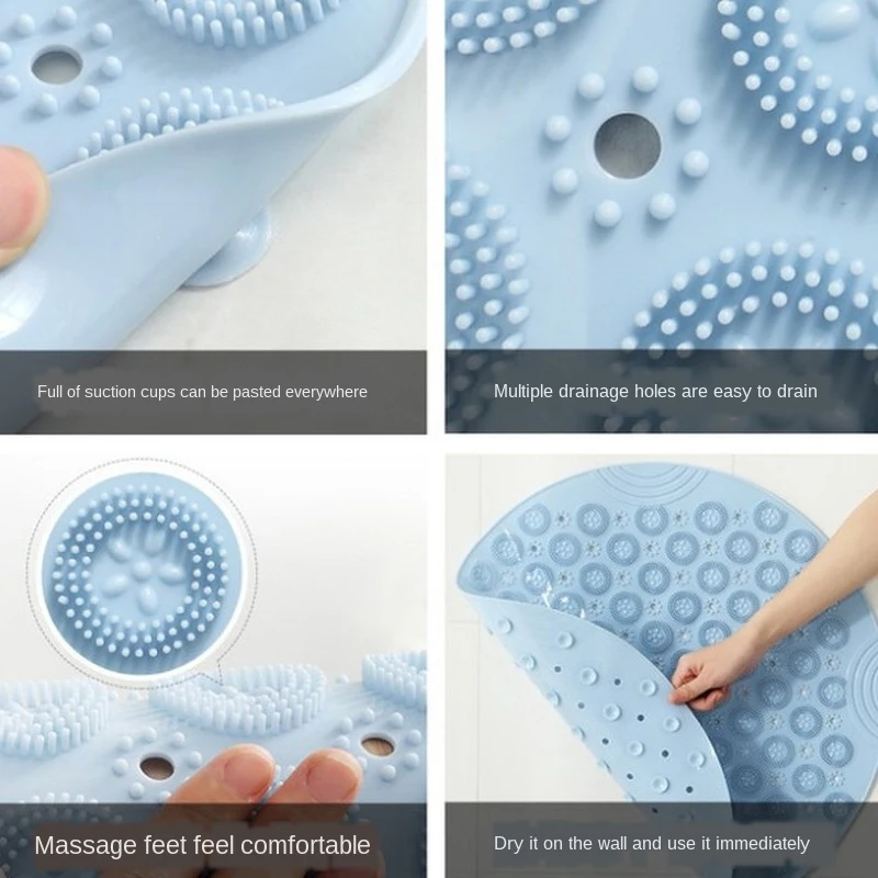 

Bathroom Non-slip Mat 55cm Round PVC Silicone Shower Bath Mat Dead Skin Point Bead Foldable Pad Bathroom Products