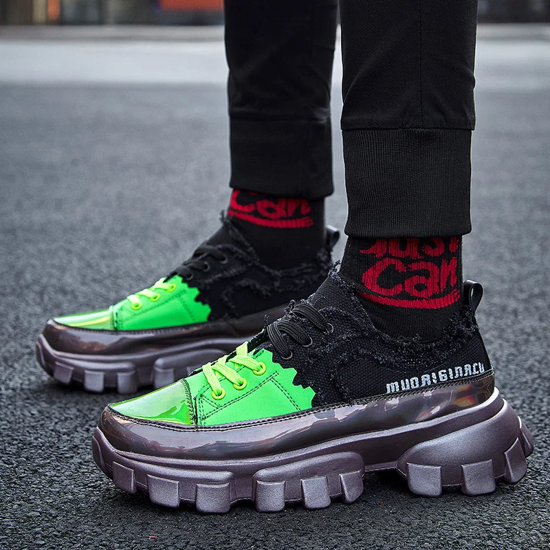 Кроссовки мужские кожаные на толстой подошве уличная одежда в стиле хип-хоп