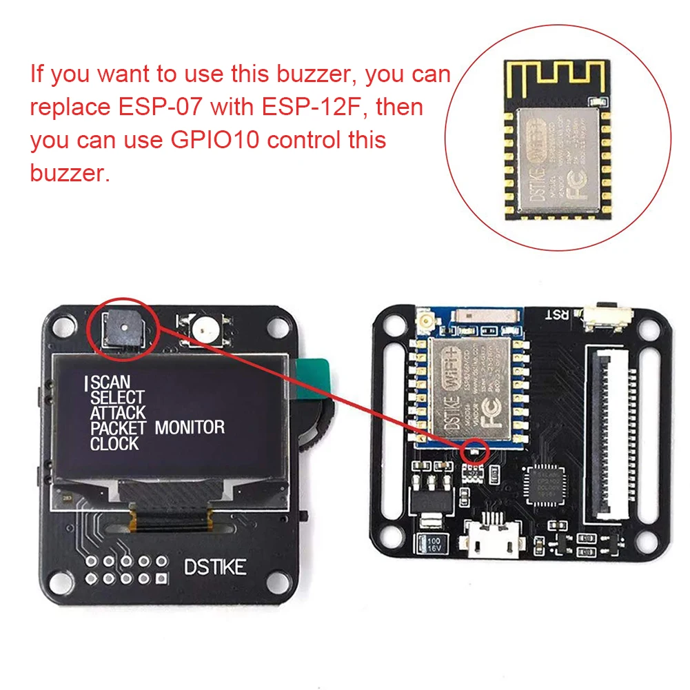

New WiFi Test ESP8266 Programmable Development Board Deauther Tool with 500mAh Battery Dispaly Wristband Case