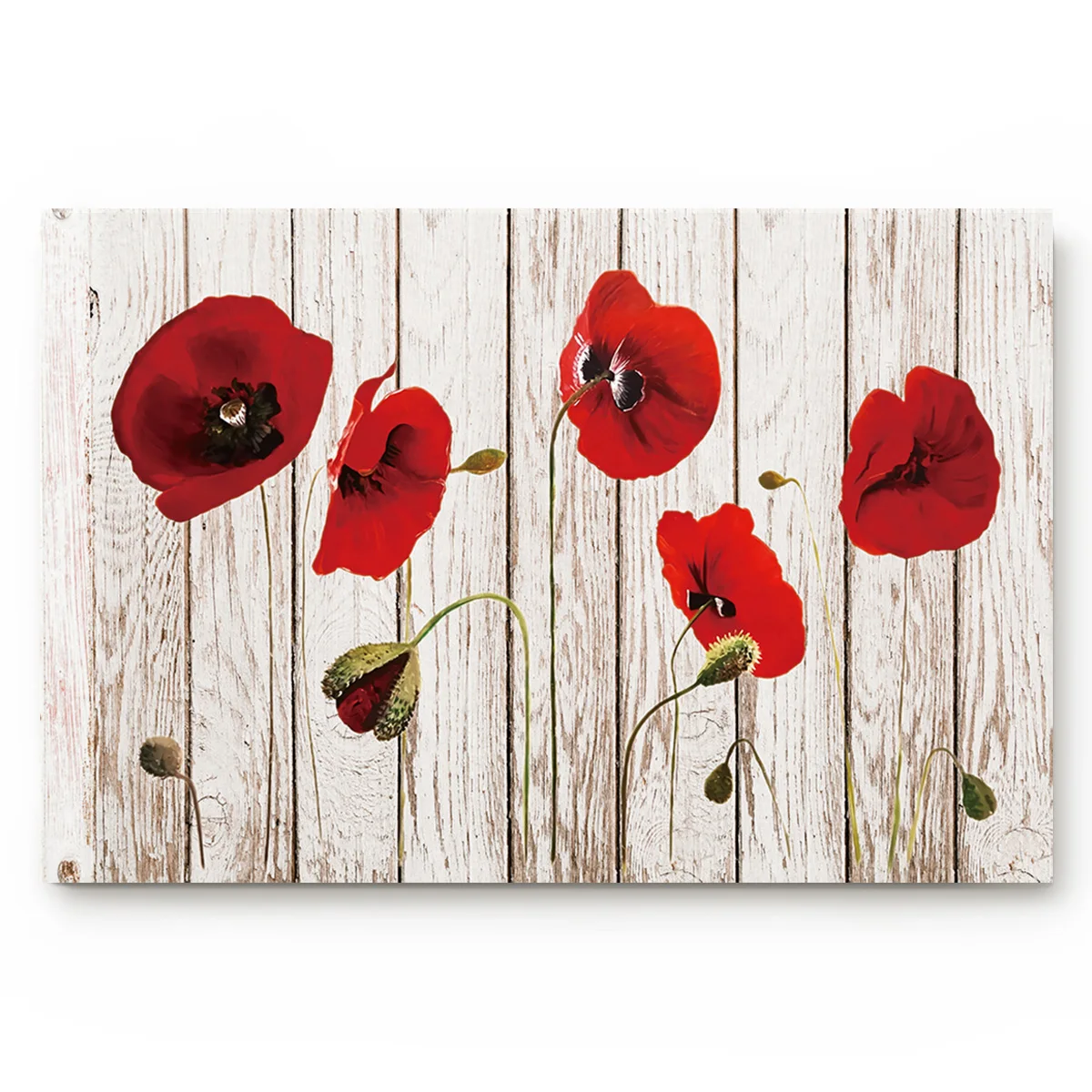 Винтажные деревянные коврики с красным маковым цветком дверные для гостиной