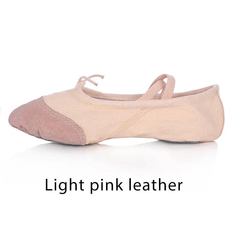 LIght Pink Leather Детские Балетные танцевальные туфли; женские парусиновые тапочки для занятий йогой; женские танцевальные туфли для спортзала; Детские Балетные кроссовки; Разноцветные; - Цвет: LIght Pink Leather