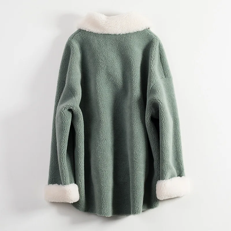 Autumn Winter Faux Fur Coats Women Warm Sheep Shearing Parka Ladies Fake Sheepkin Short Fur Jackets Female Wool Blends Outwear