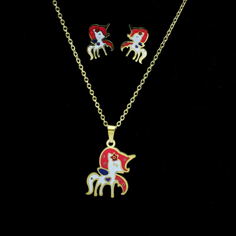 Оптовая продажа из нержавеющей стали ожерелье с единорогами для женщин