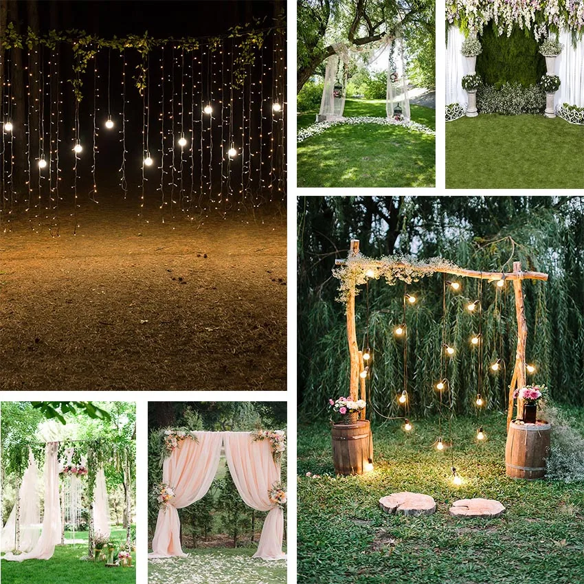 

Mehofond Rustic Style Photography Background Wedding Arch Decorations Twinkle Lights Floral Lover Portrait Backdrop Photo Studio