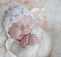 lace baby hat girl boy toddler lovely infant kids caps newborn photo lacing hat solid colors 14x17cm baby photography props