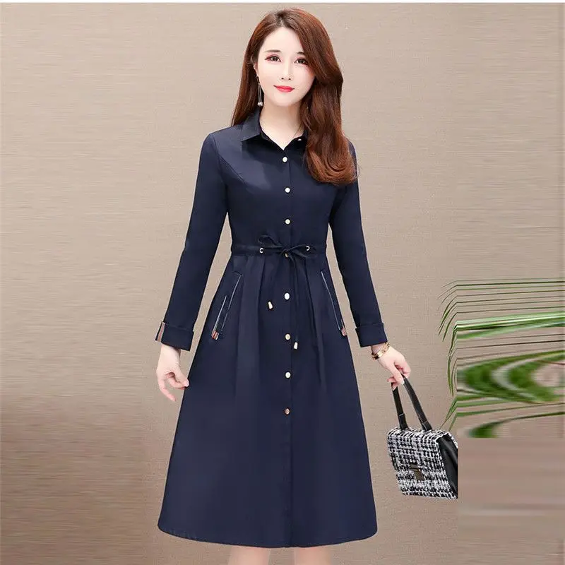 

Spring newNew Women Single Breasted Slim Fit Long Trench Coat Female A-Line Turn-Down Collar Windbreaker Outerwear M267
